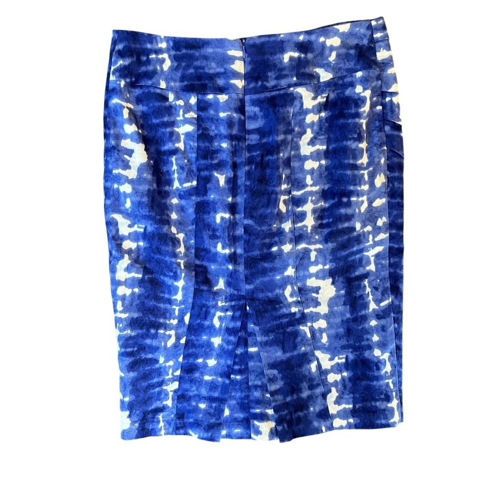 Anthropologie Eva Franco Blue White Tie Dye Pleated Pencil Skirt Womens Size 8 - Picture 3 of 8